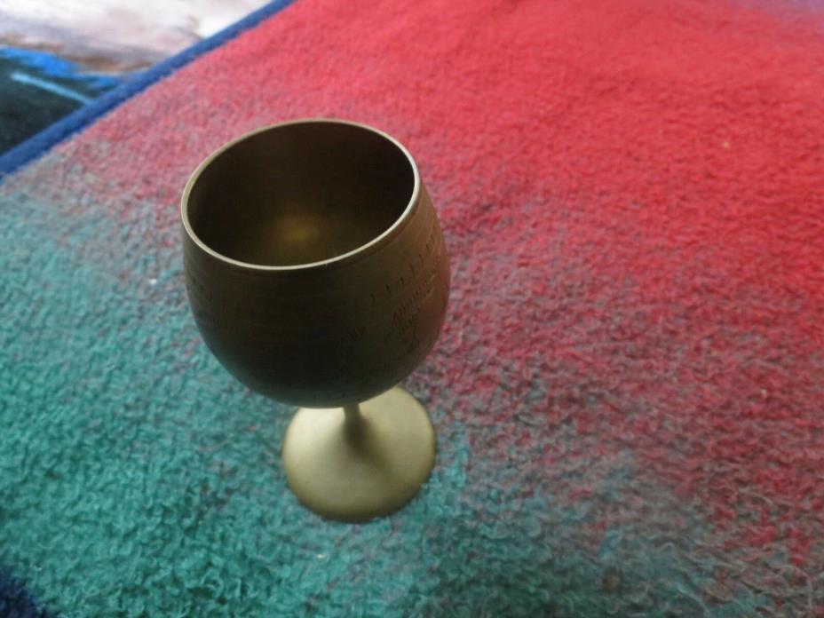 Heavy Brass Wine Goblet Cup 5 1/2  Tall x 2