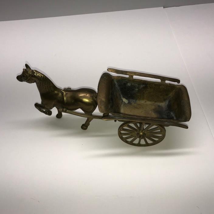 Brass Horse With Brass Wagon