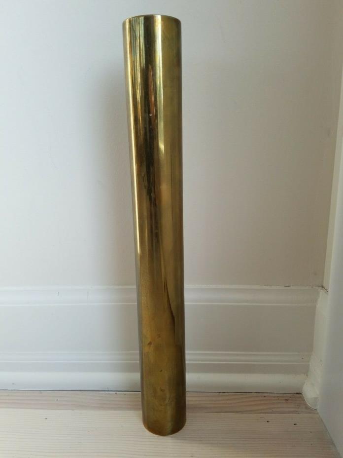 Vintage Brass Tube Vase 15-3/4 in tall x 2 in wide Modern Lines