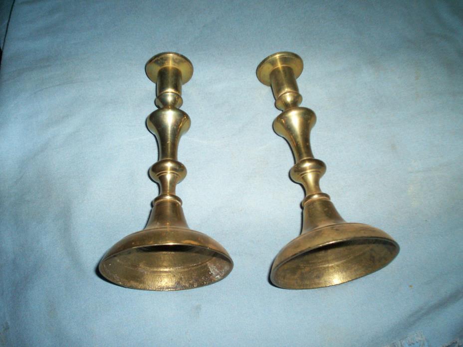 Pair vintage 8 inch tall Brass Candlestick Candle Holders