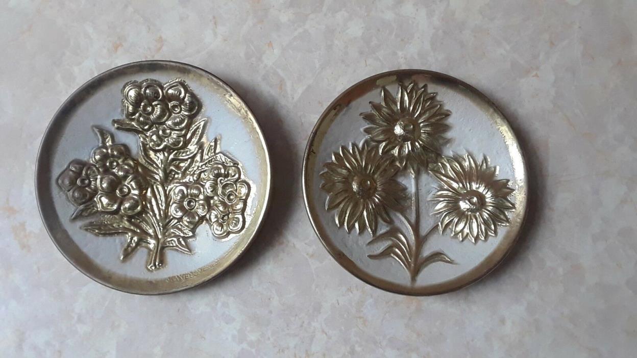 Vtg Brass Floral Wall Plaques Made in England Brass Plates, Wall Art, Home Decor