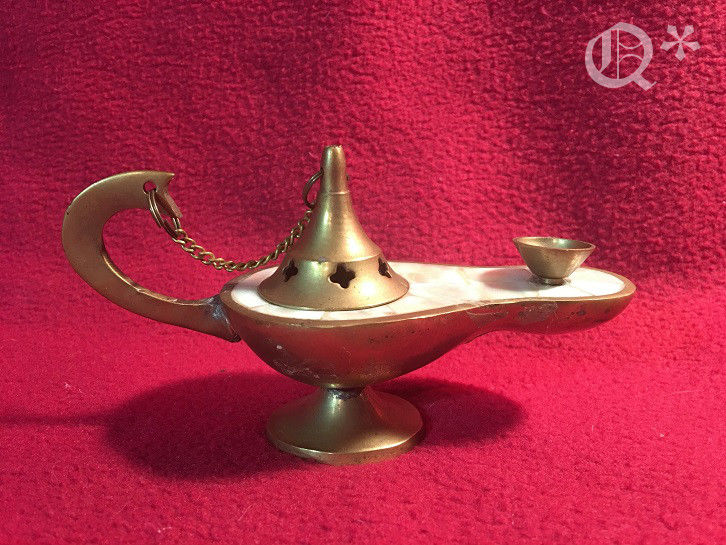 VTG Brass Lamp Aladdin Smoker Arome with mother pearl