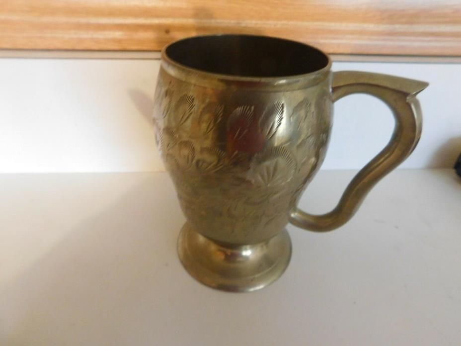 Brass Mug with etching possibly made in India