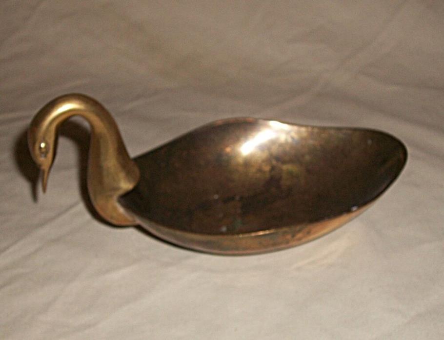 Large Vintage Solid Brass Swan Soap Dish Brass Swan Trinket Dish