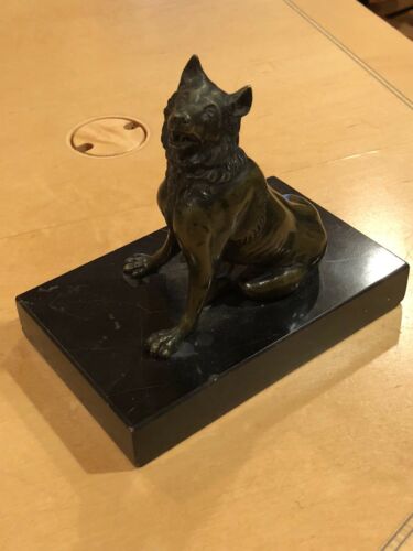 Italian Antique 18 C Solid Bronze Table Figurine Depicted Wolf