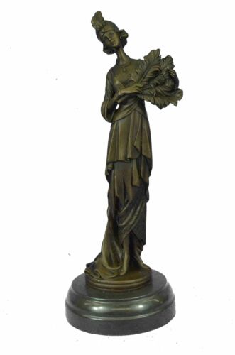 Art Deco Bronze Sculpture of Charleston Ziegfeld Flapper Girl w/ Feathers 14