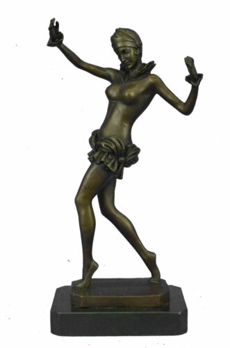Art Deco Cabaret Showgirl Female Dancer Bronze Sculpture 13.5