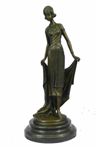 Art Deco Bronze Sculpture of Charleston Ziegfeld Flapper Girl w/ Shawl 14