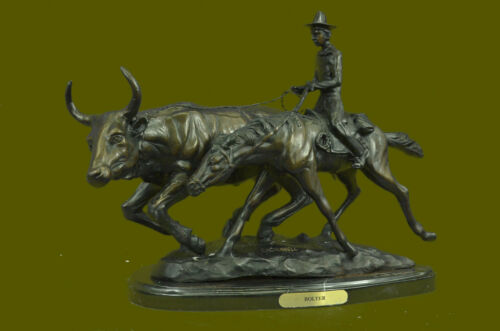 Old West Cowboy Horse Handcrafted Art Bronze Sculpture Statue Figurine Figure NR