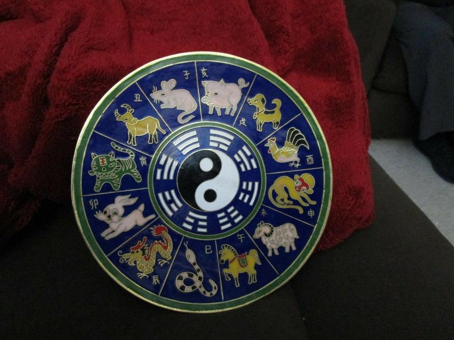 7 inch brass plate enamel of Chinese Zodiac