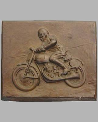 Motorcycle Racer bronze plaque by M. Bertin