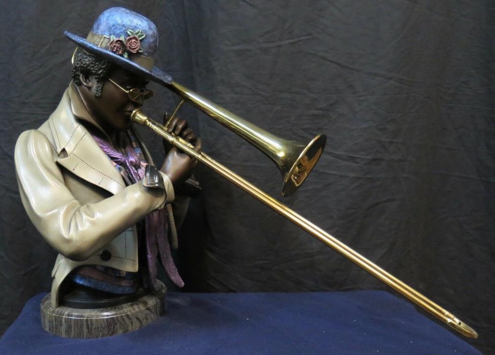 Vintage Cold Painted Bronze Sulpture of a Black American Jazz Musician