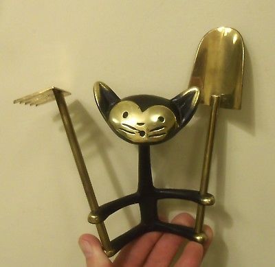 Walter Bosse Cat Garden House Plant TOOLS holder Hagenauer brass