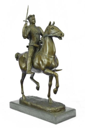 Bronze Sculpture of Medieval Warrior King Knight on Horseback 16.5