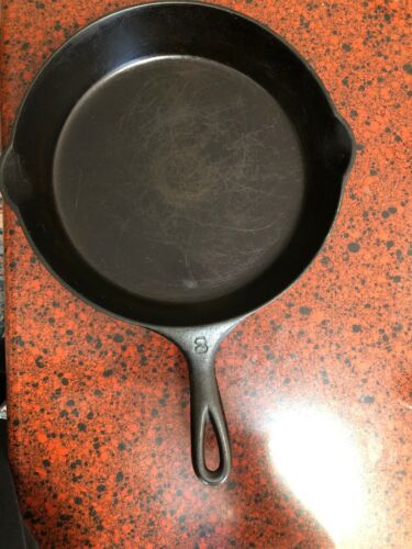 Early Griswold Slant Logo #8 Cast Iron Skillet 704 With Heat Ring, Erie, PA, USA