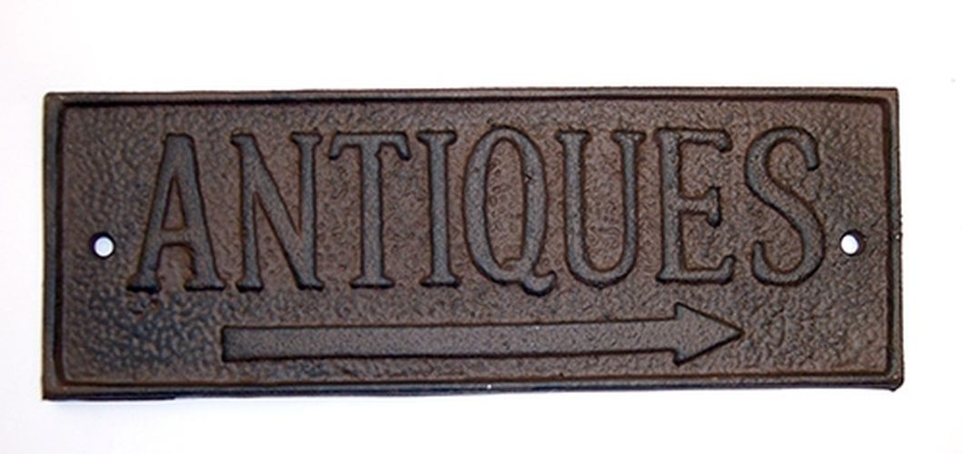 ANTIQUES   Solid Cast Iron Wall Plaque Sign  Wall Decor Rustic Brown