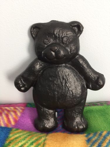 Vintage Cast Iron cute black bear/teddy bear Doorstop