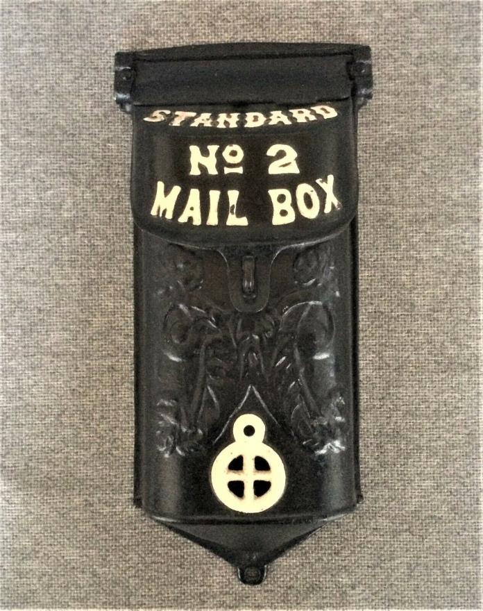 Vintage STANDARD NO. 2 Cast Iron Mail Box Black and White 12 3/4