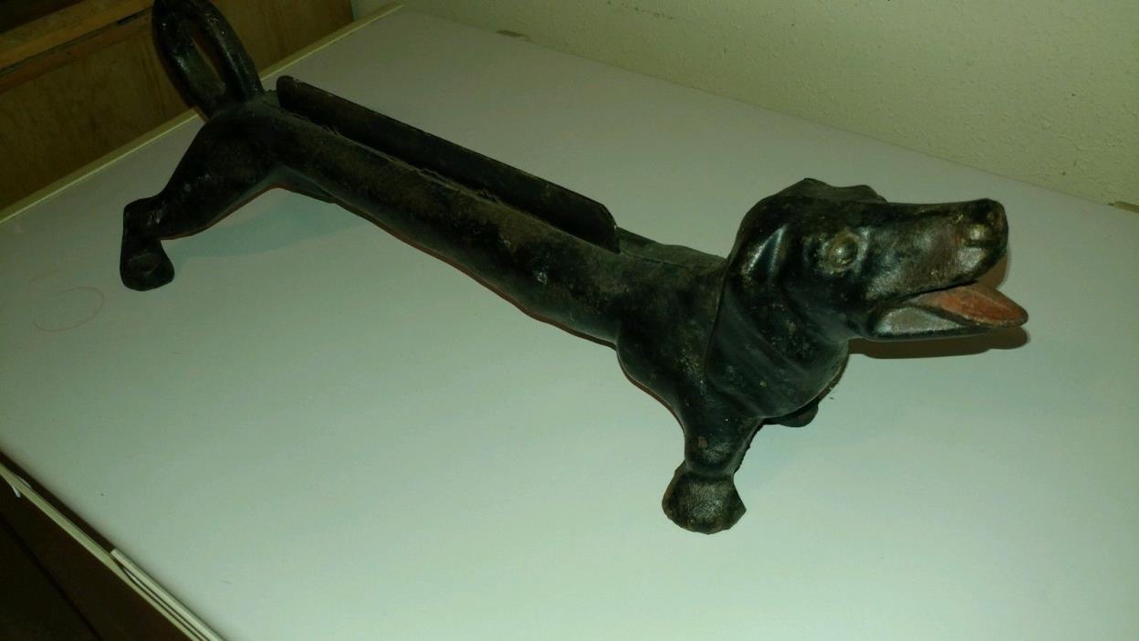 Hubley Cast Iron Boot Scraper Wiener Dog Original Paint Statue Tool Doorstop