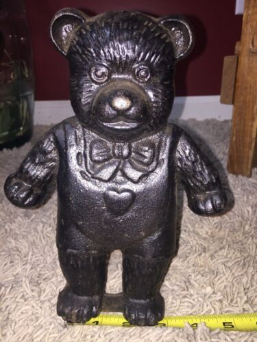 Artmark Vintage Cast Iron Teddy Bear Door Stop 1992