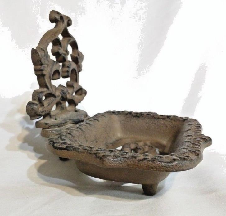 Footed Cast Iron Soap Dish /door stopper Rustic Brown Antique Repro Bath Decor