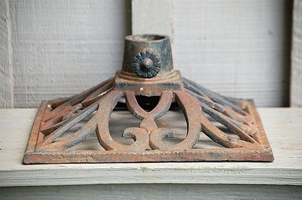 Old Vintage Antique Cast Iron Umbrella or Flag Stand Original Screw Mount