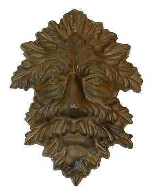 Large Leaf Man  Cast Iron Plaque Wall Hanging Nature Rustic Brown  Home & Patio