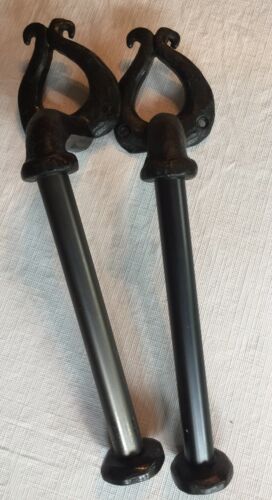 Rustic iron forged curtain pullbacks set of two black