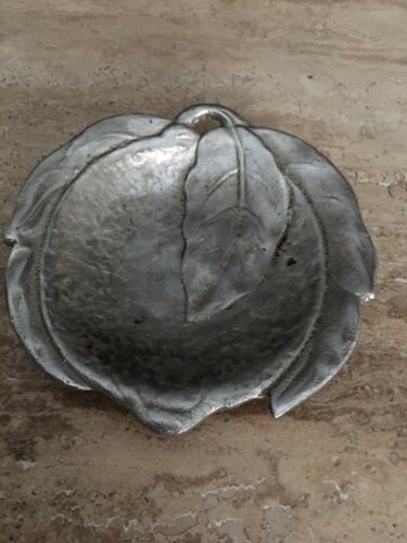 Vintage Silver Cast Iron Leaf Dish