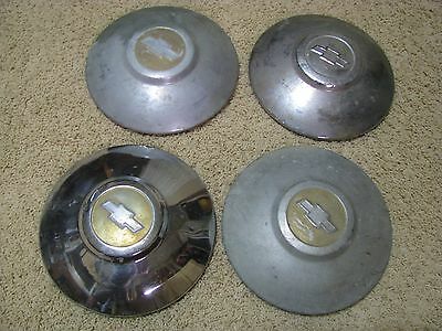 Chevrolet Hubcaps-Set Of Four-Small Size-Chrome with the Chevy Bowtie in Center
