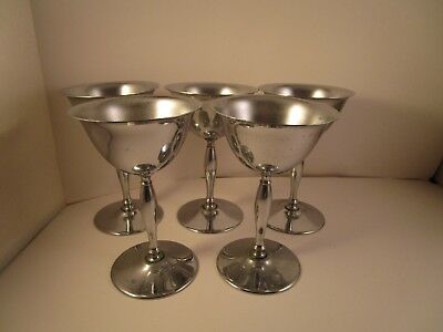Vintage National Silver Co NSCO Chrome Stainless Set of 5 Cordial Wine Goblets