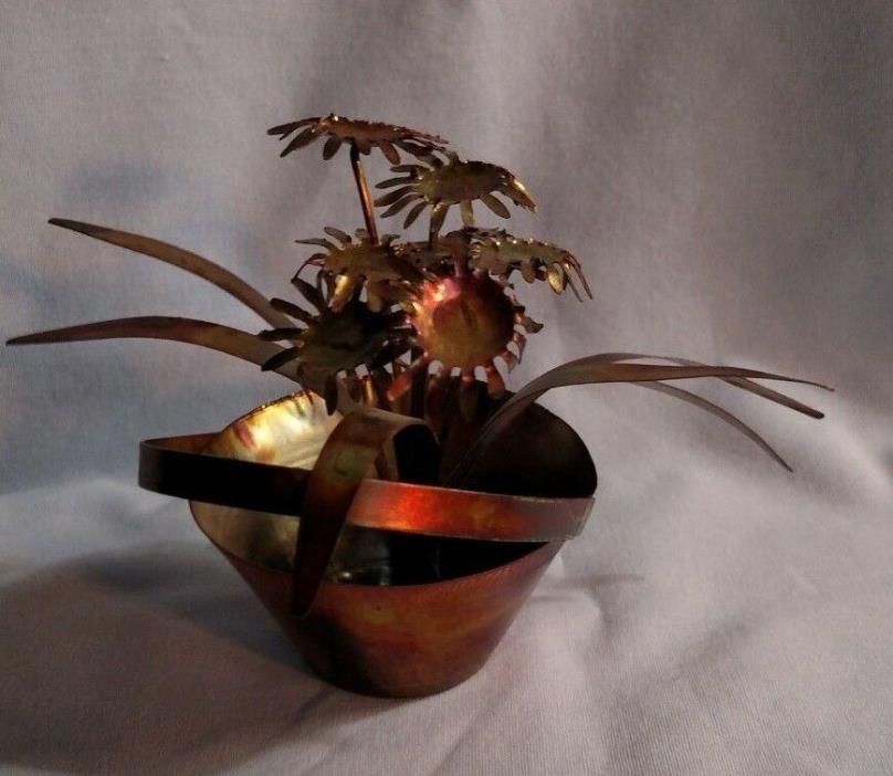 Copper Flower Arrangement in Basket - Mid Century