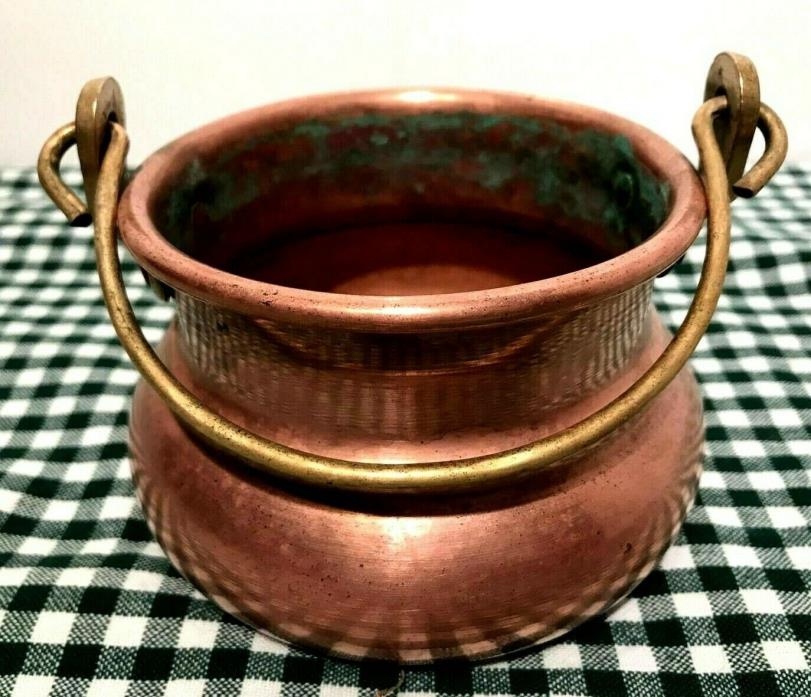 Copper & Brass Handled Pot/Kettle Patina'd (4-1/2