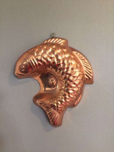 Vintage Copper Tin Mold Classic Fish Wall Hanging Kitchen Decor