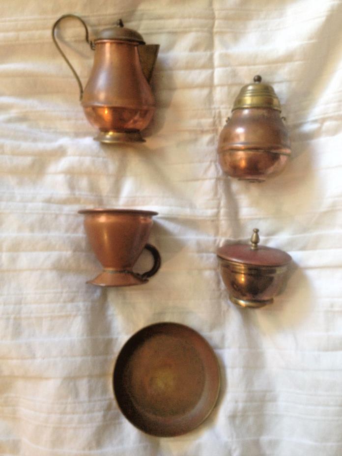 Vintage Copper / Brass Decorative Pots / Containers / Pan Lot of 5 Small