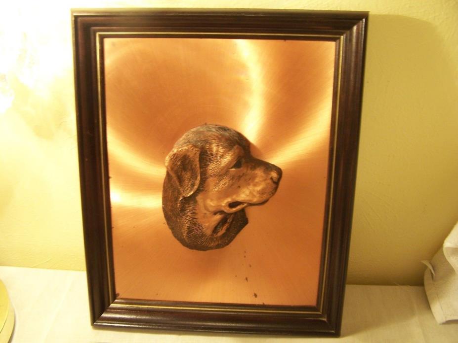 Copper framed art Rottweiler Dog Ready to hang on the wall