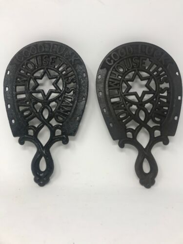 Wilton Cast Iron Horseshoe Trivet Good Luck To All Who Use This Stand Lot of 2