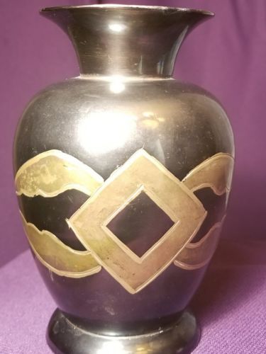 Abstract Design, Bronze / Brass Vase, mixed metals