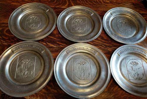 Set 6 Vintage Pittypat's Porch Dinner Plates WILTON-ARMATALE PEWTER