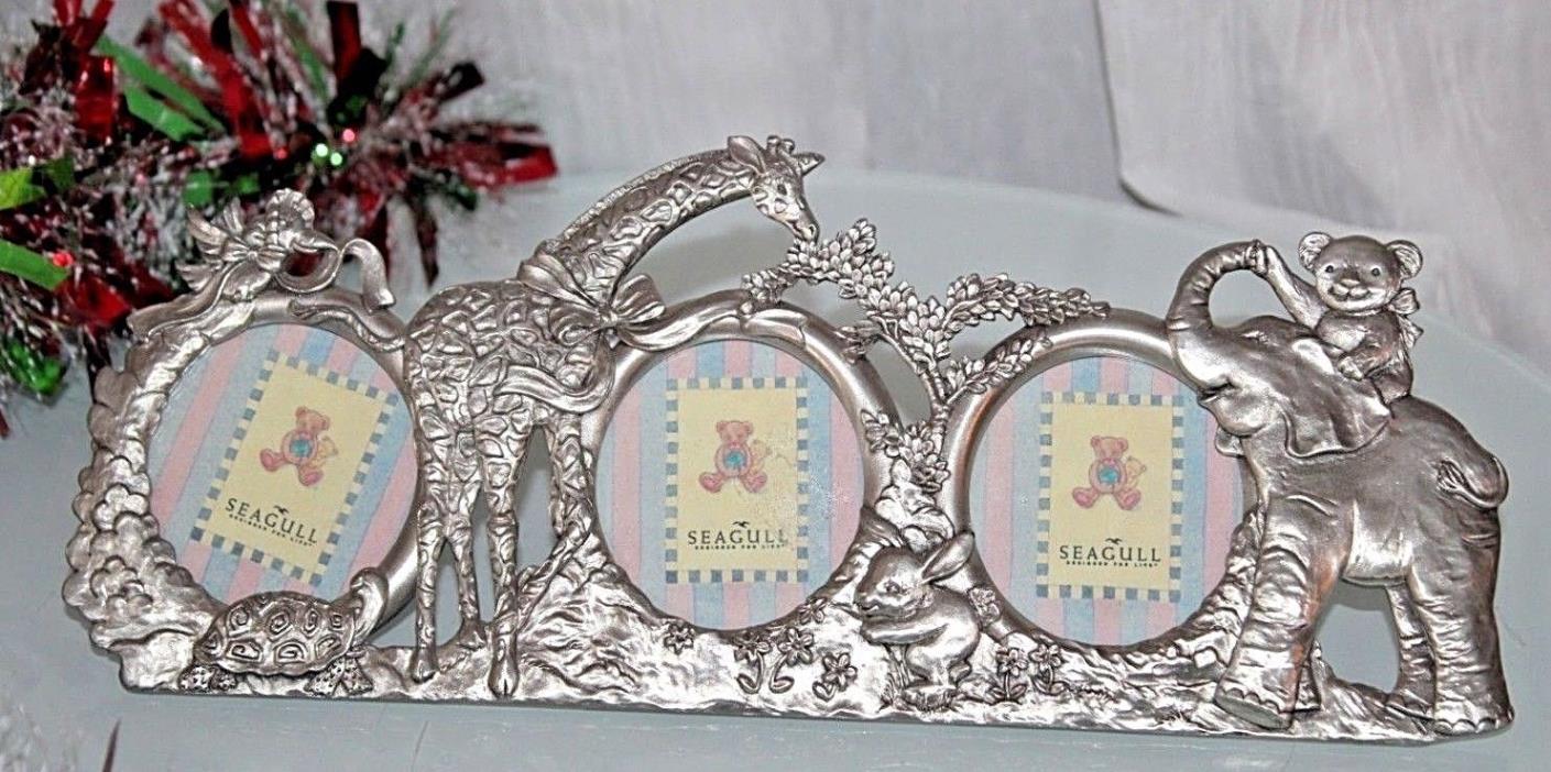 Vintage Seagull Fine Pewter Picture Frame PF-910~Safari/Elephant/Giraffe/Bear