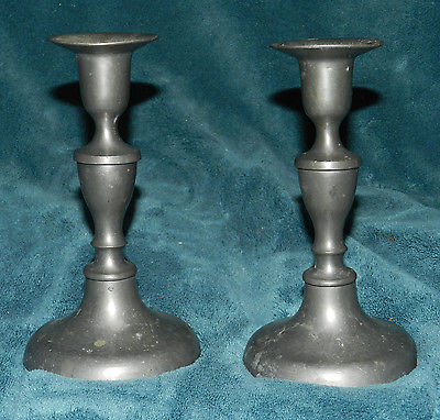 PAIR OF ANTIQUE/VINTAGE W. GERMANY PEWTER? CANDLE HOLDERS!!