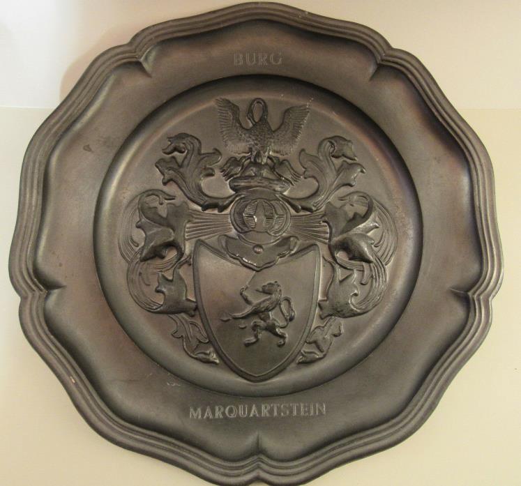 Vintage Pewter Plate Coat of Arms BURG MARQUARTSTEIN souvenir German