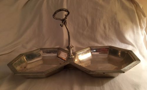 Reed & Barton Silverplate Double Serving Dish w/ Handle & Spoon Holder EPNS 5580