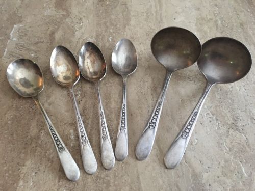 6 VINTAGE WM ROGERS ORIGINAL SILVER PLATE 6