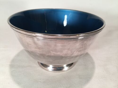 Vintage Silver Plated Enameled Bowl Towle 2002 Blue - Great Condition