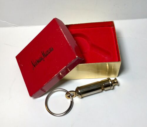 Vintage Neiman Marcus Whistle Keychain Silverplate w/Original Box.