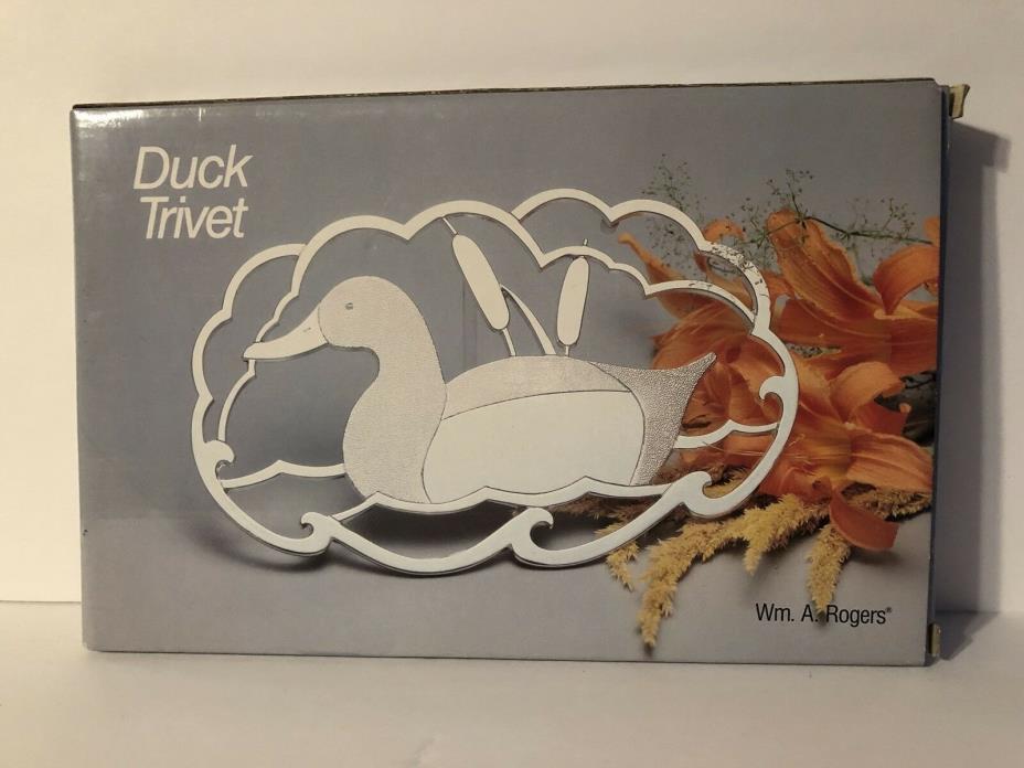 Oneida Silverplate Duck Trivet Brand New! WM A Rogers Wall Hanging Cat Tails