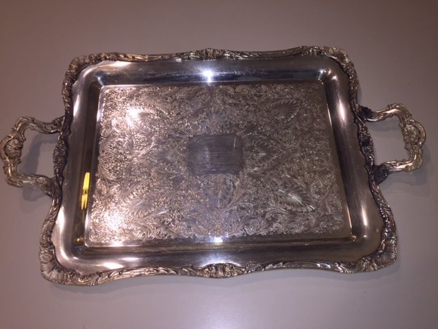 VINTAGE WM ROGERS SILVERPLATE EAGLE STAR LARGE SERVING TRAY 290 14 3/4 x 18 1/2