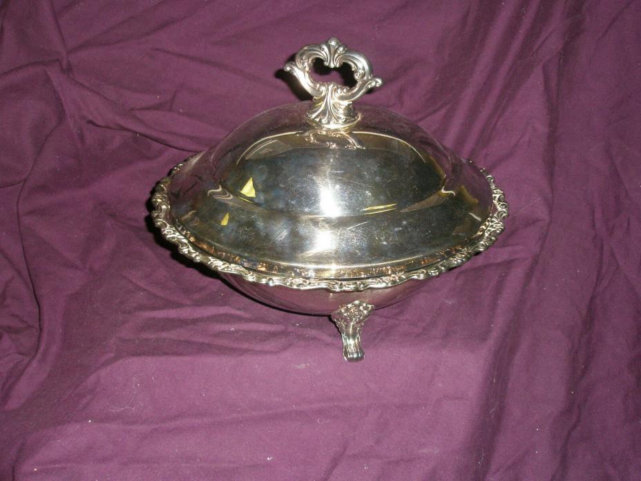 Oneida Silversmith silver plate Footed Casserole Serving Dish