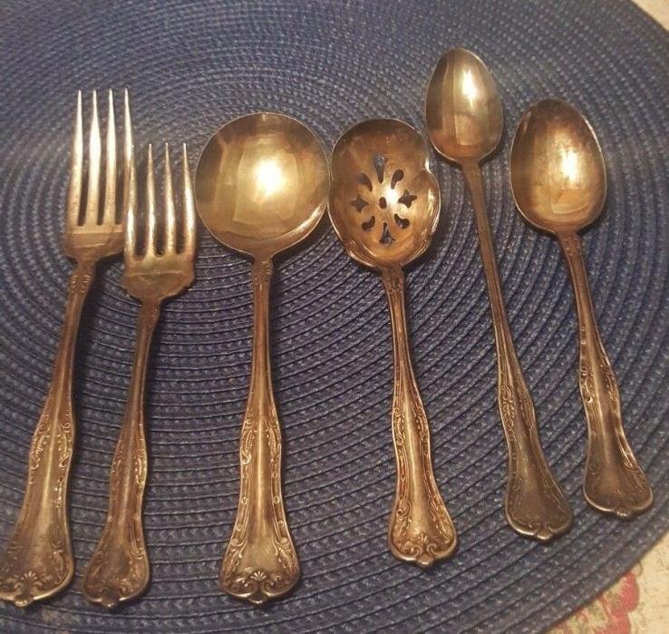 6 National Vintage Silver Plate Queen Elizabeth Double Tested Spoons, Forks